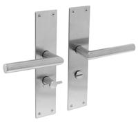 Intersteel Deurkruk Jura Hoek 90° op schild met toilet-/badkamersluiting 63/8mm - RVS - thumbnail