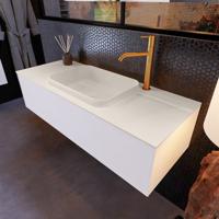 Badkamermeubelset Mondiaz Erin 120 cm met 1 Lade met RIDGE Wastafel Midden Linen met 1 kraangat Greeploos Mat Carrara - thumbnail