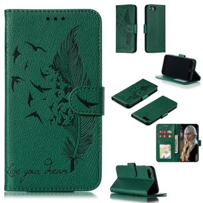 Feather patroon Litchi textuur horizontale Flip lederen draagtas met portemonnee & houder & kaartsleuven voor iPhone 8/7 (groen) Feather patroon Litchi textuur horizontale Flip lederen draagtas met portemonnee & houder & kaartsleuven voor iPhone 8/7 (groen)
