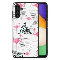 Samsung Galaxy A13 5G | A04s Dierenprint Telefoonhoesje Flamingo Triangle - thumbnail