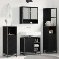 Badkamermeubelset met lade 4 pcs Zwart eiken 65 x 33 x 60 cm - thumbnail
