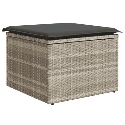 8-delige Loungeset met kussens poly rattan lichtgrijs
