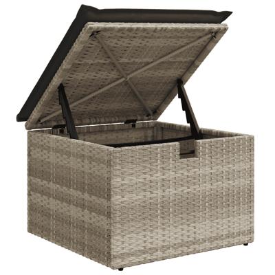 8-delige Loungeset met kussens poly rattan lichtgrijs