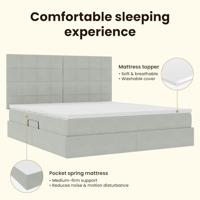 Opbergbed met LED met matras Lichtgrijs 160 x 200 cm Fluweel - thumbnail