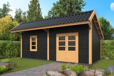 Tuindeco Bergen XL Kapschuur type 4 677x452 cm Lariks/Douglashout blank en Zweeds rabat zwart- Kapschuurdak- Onbehandeld lariks Douglas hout- Tuindeco Tuindeco Bergen XL Kapschuur type 4 677x452 cm Lariks/Douglashout blank en Zweeds rabat zwart- Kapschuurdak- Onbehandeld lariks Douglas hout- Tuindeco