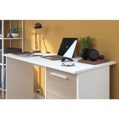 Office Essential Parisot 3 Lades - Chene and White Decor - L 121.2 x D 55 x H 74,5 cm - gemaakt in Frankrijk Office Essential Parisot 3 Lades - Chene and White Decor - L 121.2 x D 55 x H 74,5 cm - gemaakt in Frankrijk