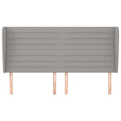 Hoofdbord met randen 183x23x118/128 cm stof lichtgrijs