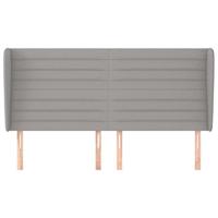 Hoofdbord met randen 183x23x118/128 cm stof lichtgrijs - thumbnail