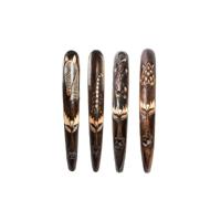 Wanddecoratie DKD Home Decor Beige Hout Donkerbruin Masker Tribal (15 x 6 x 100 cm) (4 Stuks) - thumbnail