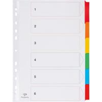 Pergamy tabbladen met indexblad, ft A4, 11-gaatsperforatie, geassorteerde kleuren, 6 tabs - thumbnail
