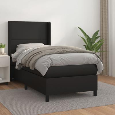 Boxspring met matras kunstleer zwart 140x190 cm - thumbnail