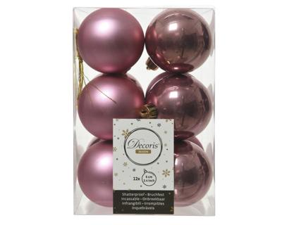 Decoris kerstballen plastic 12st roze 6cm