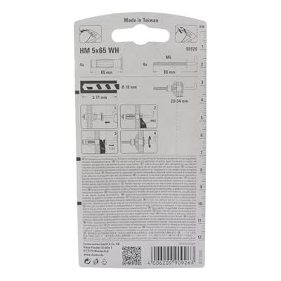 Fischer 090926 HM 5 x 65 WH K NV Hollewandplug 65 mm 10 mm 1 set(s) Fischer 090926 HM 5 x 65 WH K NV Hollewandplug 65 mm 10 mm 1 set(s)