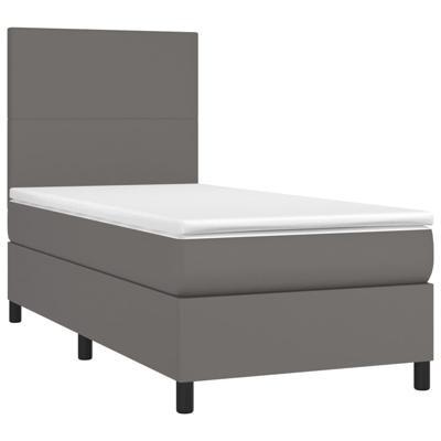 Boxspring met matras en LED kunstleer grijs 80x200 cm
