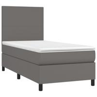 Boxspring met matras en LED kunstleer grijs 80x200 cm - thumbnail