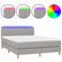 Boxspring met matras en LED stof lichtgrijs 140x190 cm - thumbnail