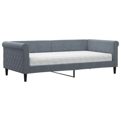 Slaapbank met matras 100x200 cm fluweel donkergroen - thumbnail