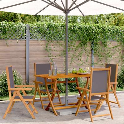 Tuinstoelen 6 st verstelbaar hout en stof antracietkleurig