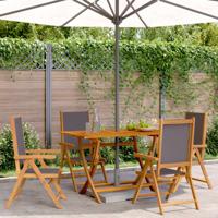 Tuinstoelen 6 st verstelbaar hout en stof antracietkleurig - thumbnail