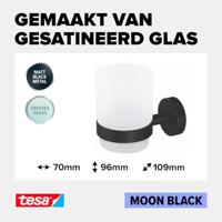 tesa 40566-00000-00 MOON BLACK Tandenborstelbeker Lijm Zwart (mat), Glas gesatineerd - thumbnail