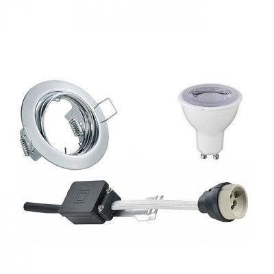 Dimbare LED Spot Set GU10 - Inbouw Rond Chroom - 6W 4200K Kantelbaar