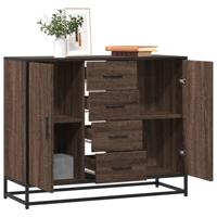 Dressoir 92x35x76 cm bewerkt hout bruin eikenkleurig - thumbnail
