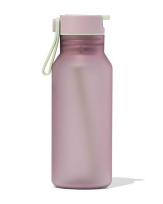 HEMA Waterfles met rietje 430ml roze (roze)
