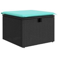2-delige Loungeset met kussens poly rattan acacia zwart - thumbnail