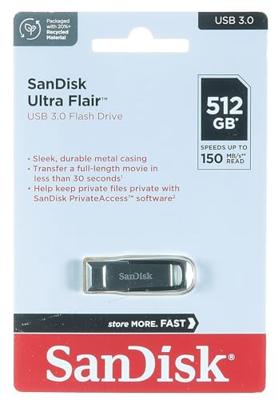 SanDisk Ultra Flair USB flash drive 512 GB USB Type-A 3.2 Gen 1 (3.1 Gen 1) Zilver