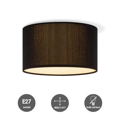 Corduroy Plafondlamp - Cilinder - Black - Scandinavische stijl - ø30 x 17 cm - E27 Fitting - Geschikt voor Woonkamers en slaapkamers