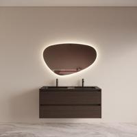 Badmeubelset BWS Riga met Asia Wastafel Zwart 120 cm Bruin Eiken - thumbnail