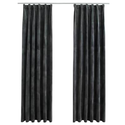 VidaXL Gordijnen verduisterend 2 st met haken 140x245 cm fluweel antraciet VidaXL Gordijnen verduisterend 2 st met haken 140x245 cm fluweel antraciet