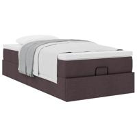 Ottoman bed met matras 90x200cm stof donkerbruin - thumbnail