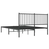 Bedframe met hoofdbord metaal zwart 140x200 cm - thumbnail