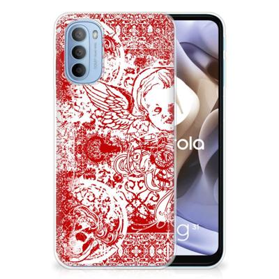 Silicone Back Case Motorola Moto G31 | G41 Angel Skull Rood Silicone Back Case Motorola Moto G31 | G41 Angel Skull Rood