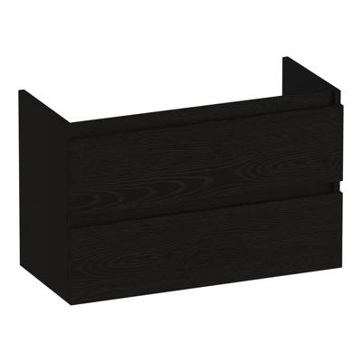 Brauer Joy - Onderkast Ondiep - 80 cm - met 2 Softclose Lades Greeploos en 1 Sifon Uitsparing - Timber Black