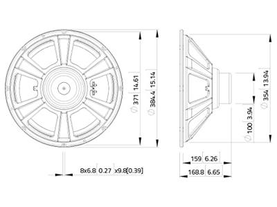 Subwoofer, uit Nedimium, stalen mand, meerkleurig, eenheidsmaat