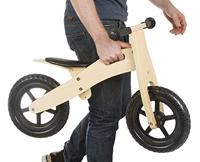 Msg Wooden loopfiets met greep hout 12 inch rood - thumbnail