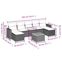 8-delige Loungeset met kussens poly rattan beige - thumbnail