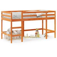 Kinderhoogslaper met ladder 80x200 cm massief grenenhout bruin - thumbnail