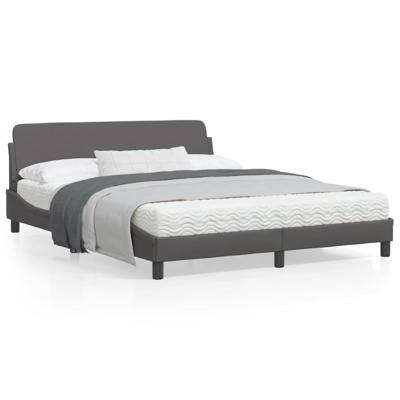 Bedframe met hoofdbord kunstleer grijs 160x200 cm