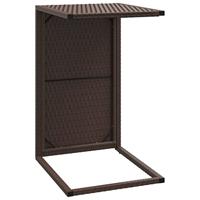 Bijzettafel C-vormig 40x35x60 cm poly rattan bruin - thumbnail