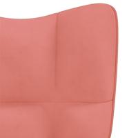 Relaxstoel met voetenbank fluweel roze - thumbnail