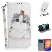 3D gekleurde tekening horizontale Flip lederen draagtas met houder & kaartsleuven & portemonnee voor Redmi Note 7 (cute cat) - thumbnail