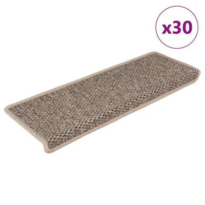VidaXL Trapmatten zelfklevend 30 st sisal-look 65x21x4 cm donkerbeige VidaXL Trapmatten zelfklevend 30 st sisal-look 65x21x4 cm donkerbeige
