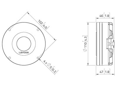 Lavoce DN14.25T 14 Hogetoon-driver Belastbaarheid RMS=80 W 8 Ω