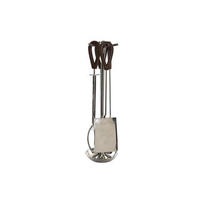 Gerei voor de haard DKD Home Decor 15 x 15 x 62 cm Roestvrij staal Aluminium (4 Onderdelen)
