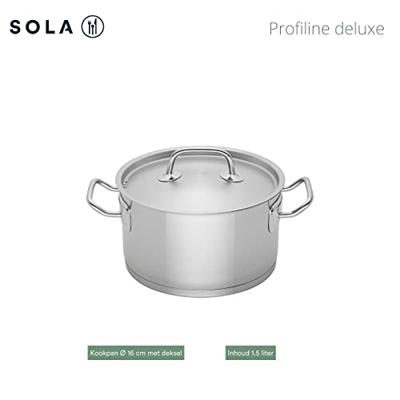 Sola Pannenset Profiline Deluxe - RVS - Kookpan ø 12, 14, 18 cm & Steelpan ø 12 cm - Inductie geschikt - 4 Delig