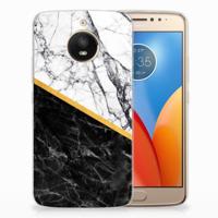 Motorola Moto E4 Plus TPU Siliconen Hoesje Marmer Wit Zwart - Origineel Cadeau Man - thumbnail