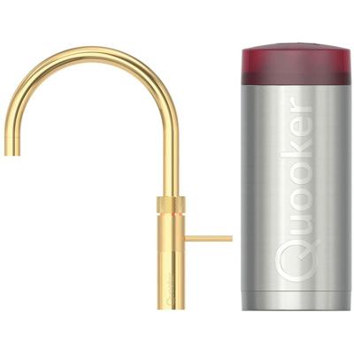Quooker Fusion Round Keukenkraan Set - Kokend Warm- en Koud Water - Goud - Inclusief COMBI+ Reservoir